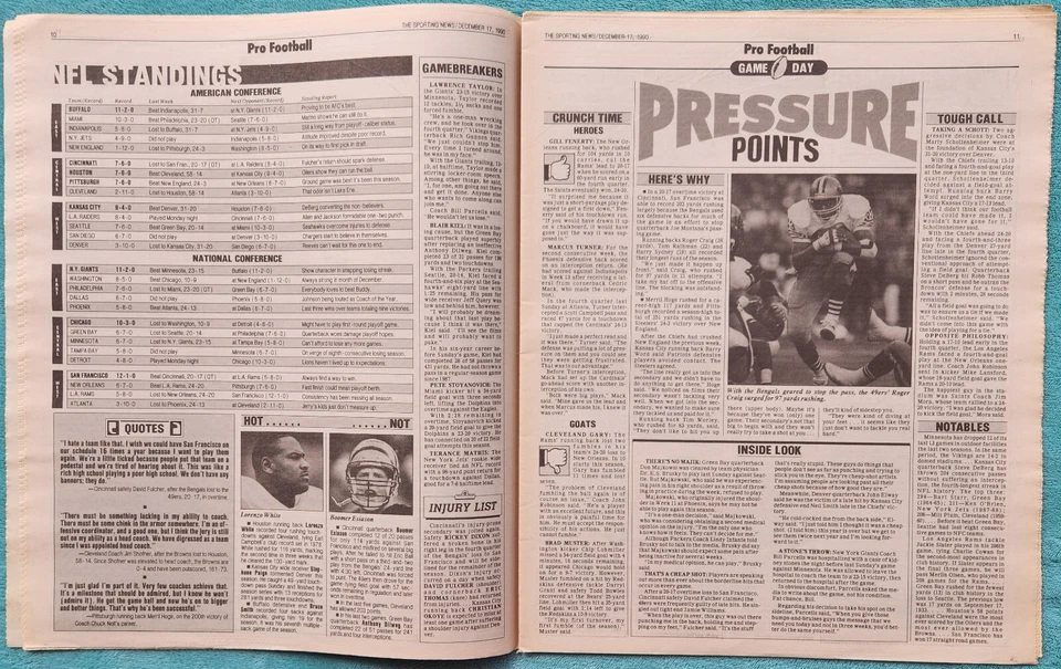 Mike Webster And Steve DeBerg The Godfathers 1990 Sporting News Issue 48 Pages - Image 4 of 4