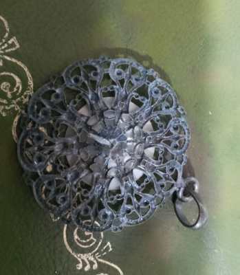 Joli Pendentif Ancien En Nacre Style Camée Napoleon III – Argent Sterling