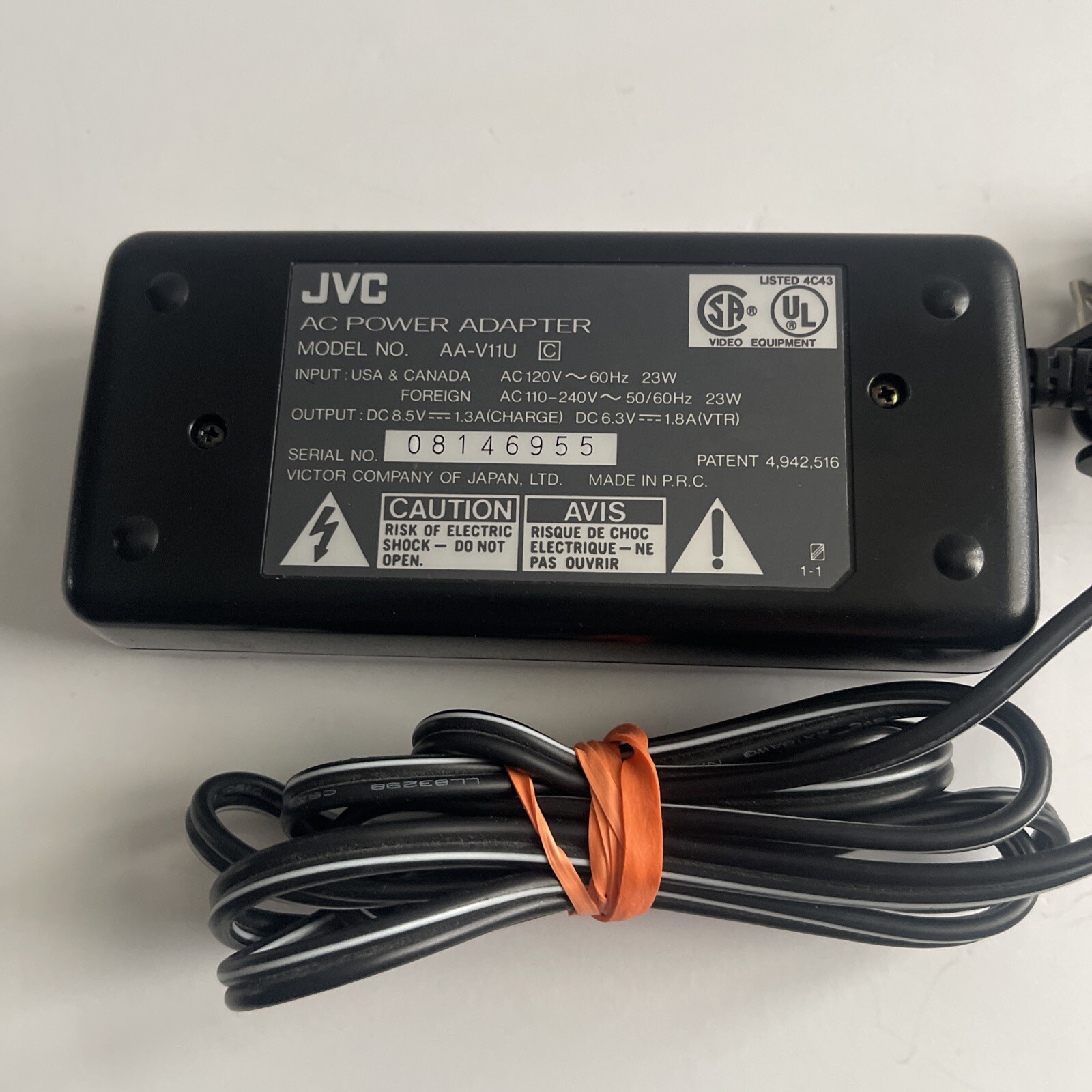 Genuine OEM JVC AC Charger Power Adapter AAV11U Camcorder + DR10 6v