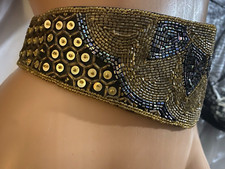 VTG GLAM SEQUINS BEADED FLAPPER DEMURE ART DECO HARLOW BELT DOWTON 32"