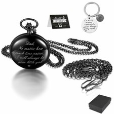 Father's Day Gifts for Dad I Will Always be Your Little Girl Quartz Pocket Watch