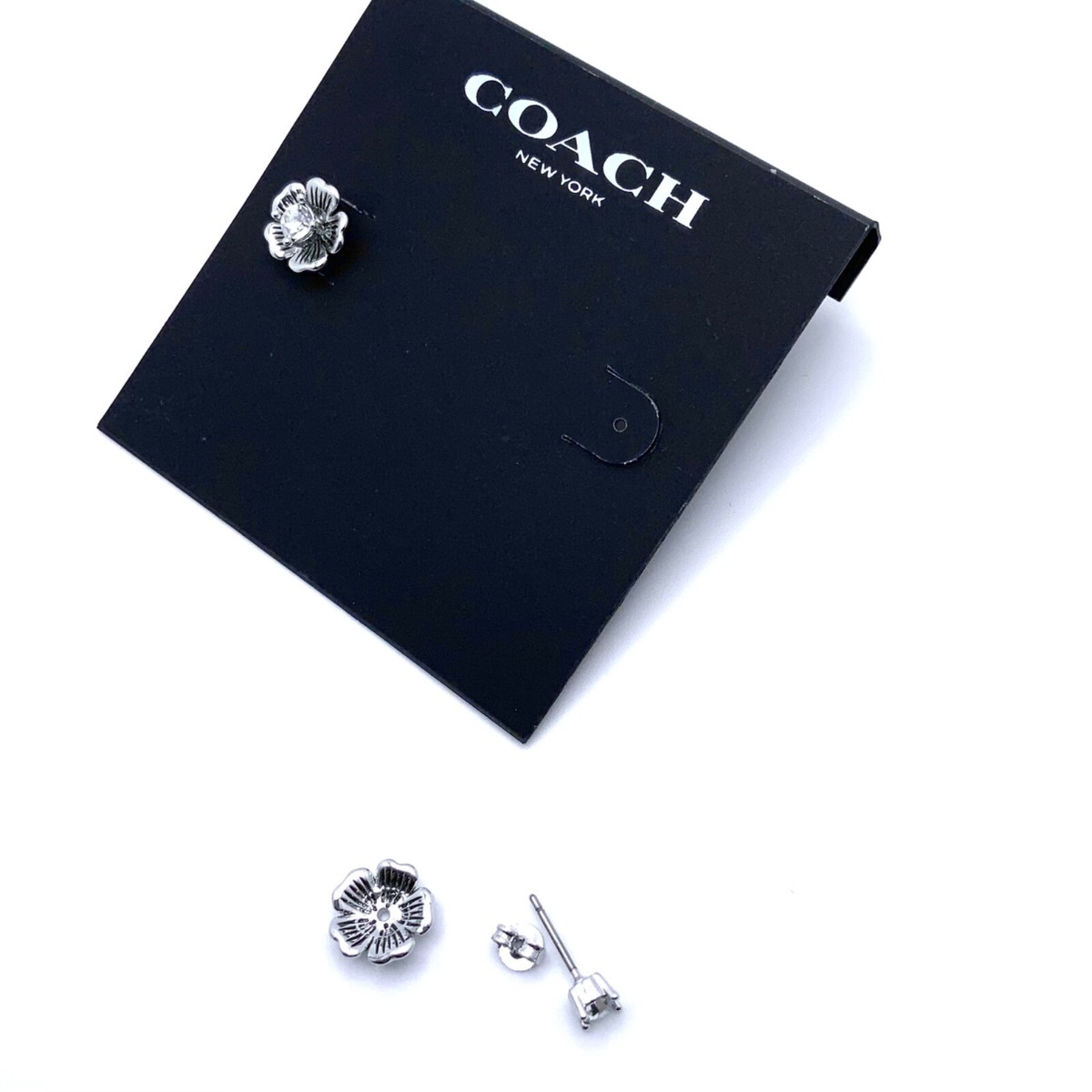 Brand New Authentic Coach Mini Tea Rose 2 In 1 Stud Earrings