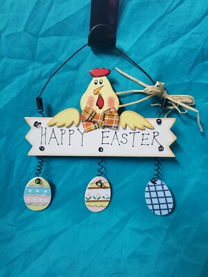 Bunny rabbit or chicken wooden whimsical Easter door sign