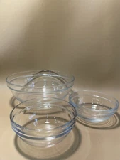 Vintage Lot Of 3 Duralex France Arc Clear Glass Bowls