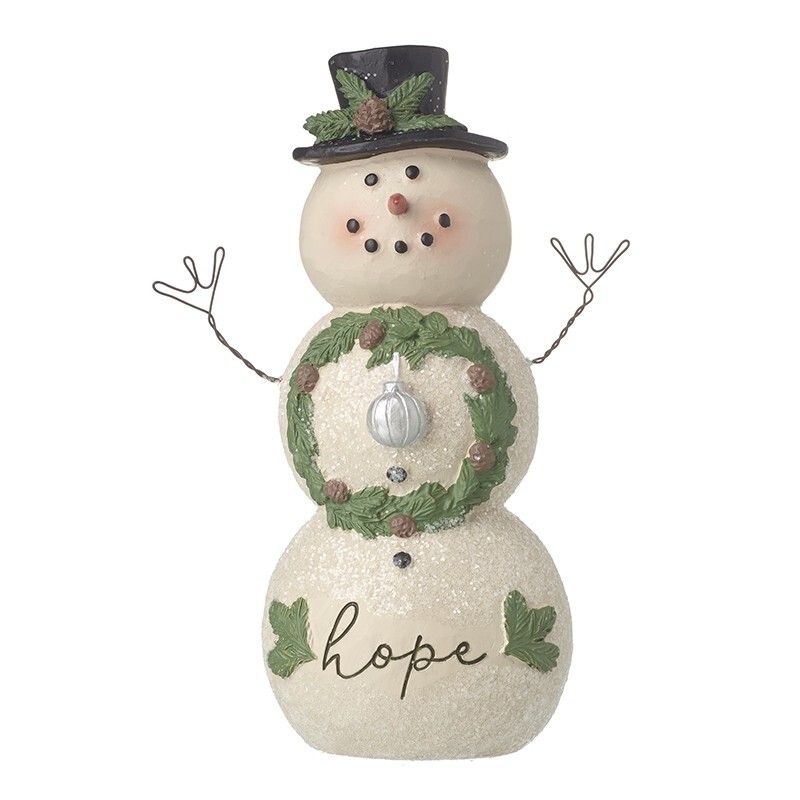 Heaven Sends Hope Snowman Glittery Novelty Resin Christmas Homeware Decoration