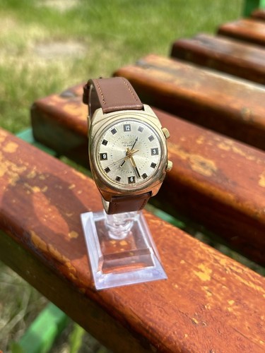 Vintage Watch Poljot Alarm Retro Gold USSR Mechanical Soviet Wristwatch 1980s - Picture 13 of 21