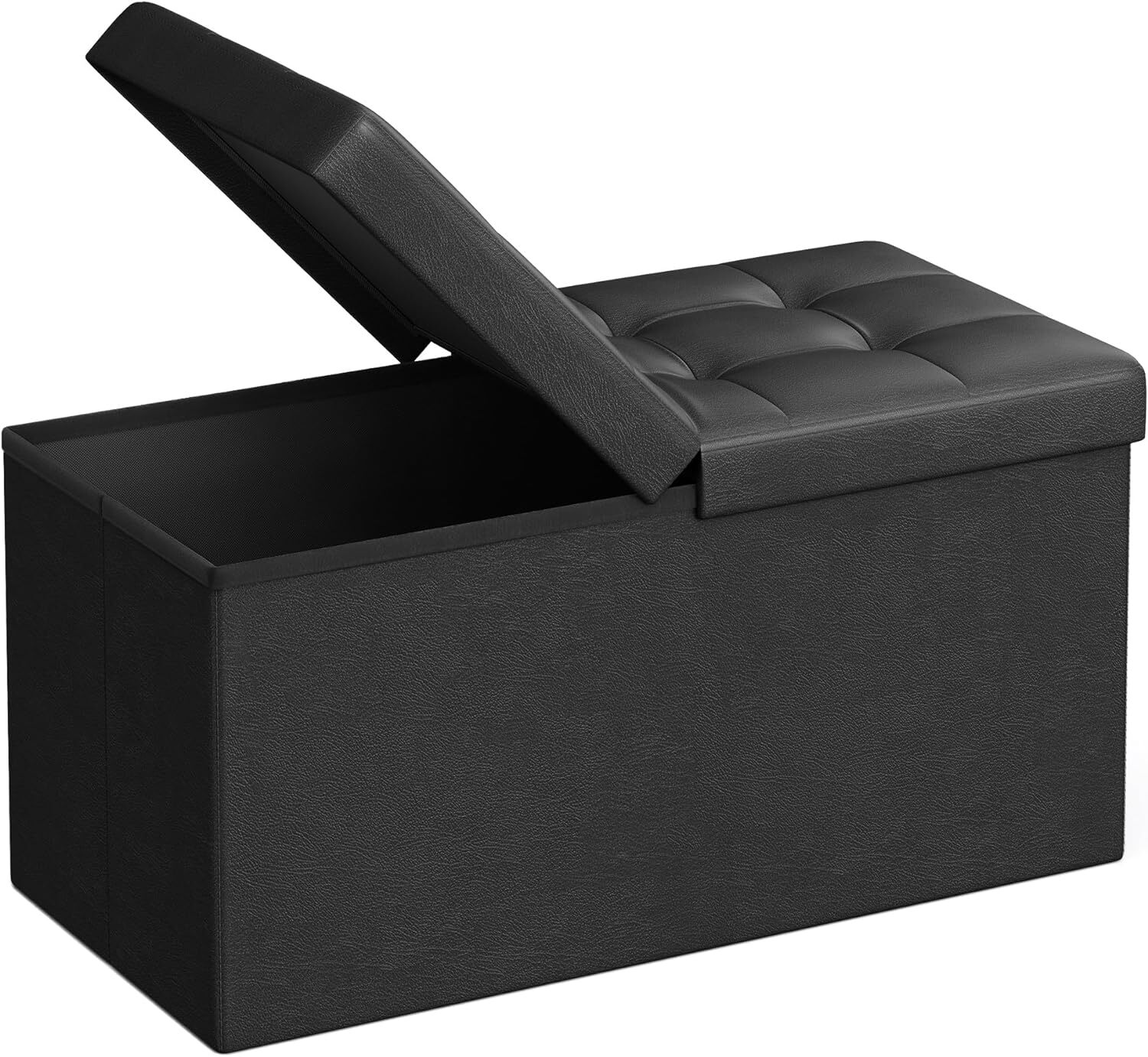 SONGMICS 30 Inches Folding Storage Ottoman Bench with Flipping Lid, Storage Ches