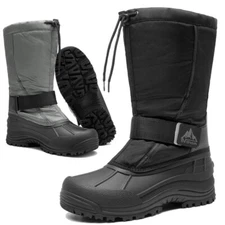 Men Snow Boots Waterproof Mid-Calf Fur Lined Insulated Winter Ski Snow Boots