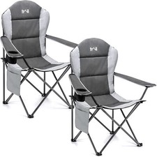 Image of Padded Camping Chair High Back Portable Folding Outdoor Seat Trail (Twin Pack)
