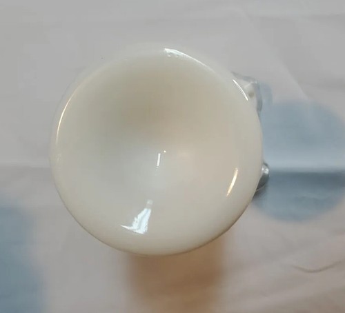 Fenton Milk Glass Silver Crest Trumpet Vase Hand Painted Violets UV Reactive - Picture 9 of 11