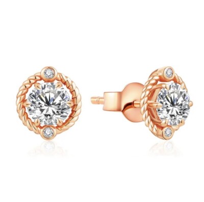 1 kt Ohrringe Rotgold Rundschliff Diamant Testpass Laborgefertigt VVS1/D/Brillant