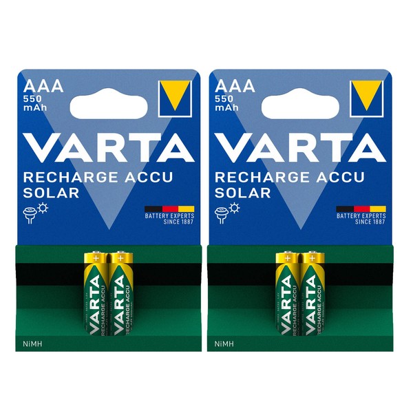 2X Varta Solar Akku Micro Aaa HR03 Nimh 550 Mah 56733 2Er Blister Sonne-image