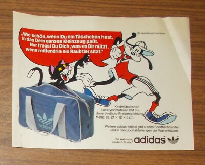 Seltene Werbung ADIDAS Sport Goofy Umhängetäschchen Sporttasche 1984