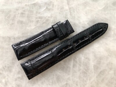 20mm/18mm Black Alligator Crocodile Embossed Leather Watch Strap Band
