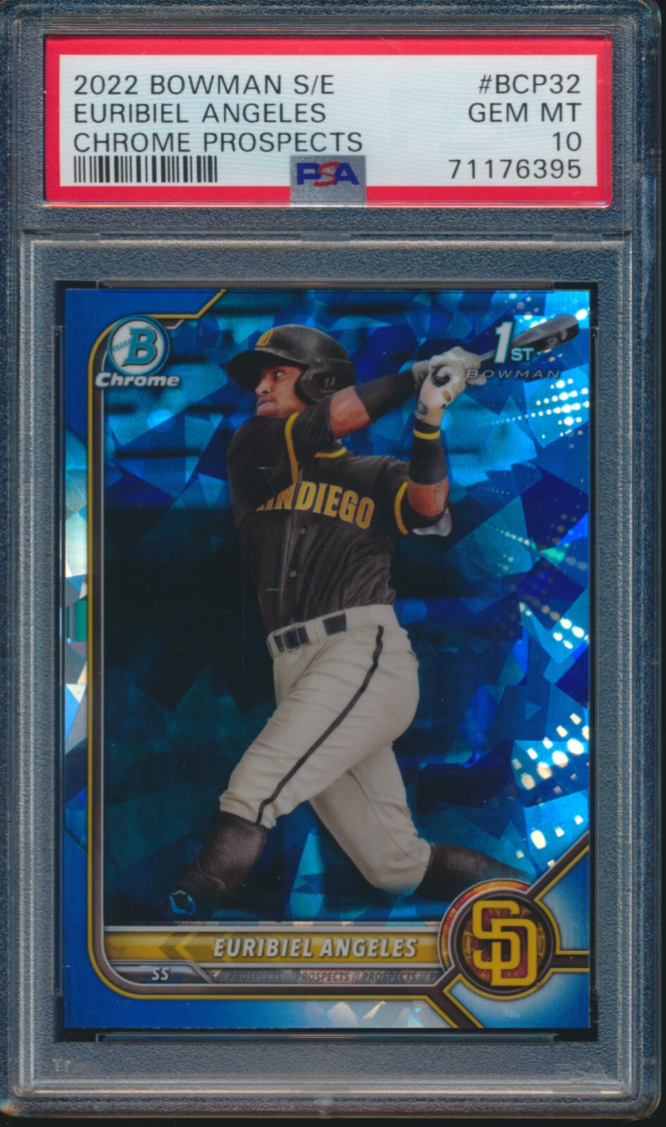 PSA 10 EURIBIEL ANGELES 1st 2022 Bowman Chrome SAPPHIRE REFRACTOR RC GEM MINT