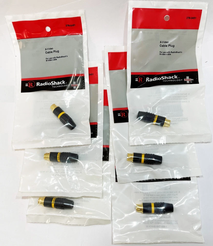 6-pack S-Video Male 4-Pin GOLD All Metal Connector Plug SVHS RadioShack 278-0451 - Image 3 of 4