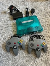 Funtastic Ice Blue Nintendo 64 Console + Cables + 2 Controllers. VGC. N64