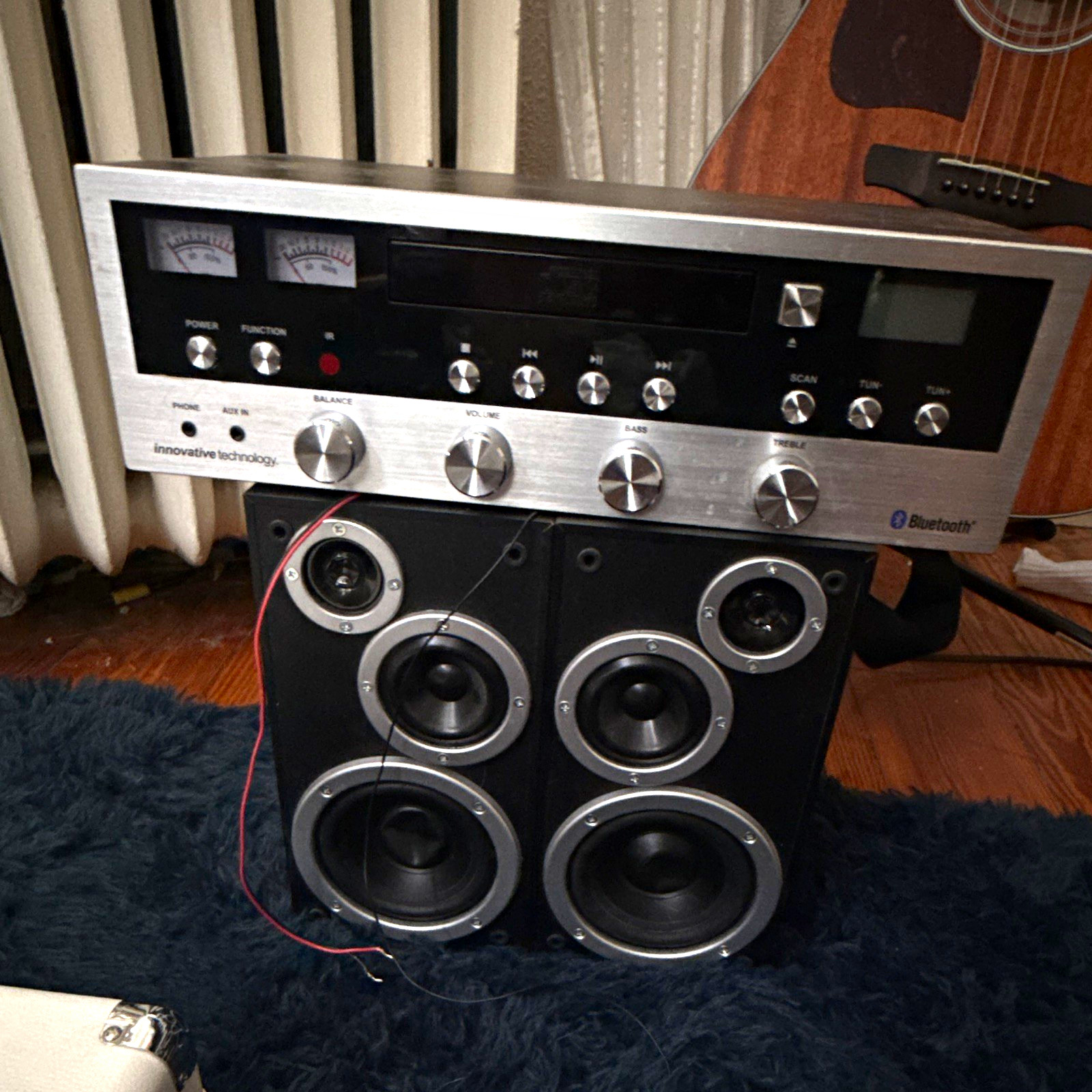 Innovative Technology Bluetooth Stereo Receiver Amplifier, Silver/Black