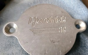 Hendricks aluminium engine cam cover plate.  Ideal item for man cave display.