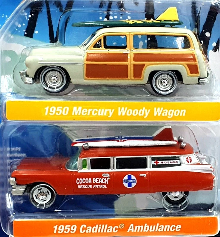 Johnny Lightning 1/64 Scale JLPK022 Surf Rods - Mercury/ Cadillac - Grey/ Orange - image 4 of 4