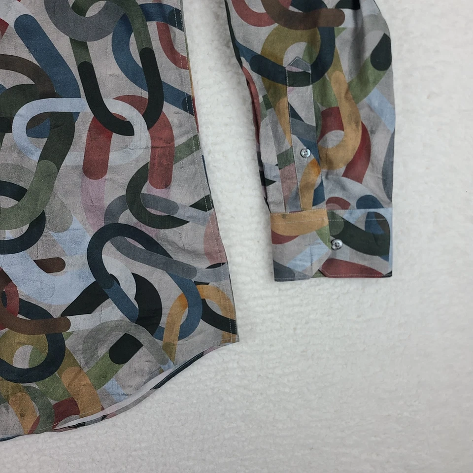 BUGTACHI Shirt Mens XL Multi Color Shaped Fit Comfort Stretch Dress Button Up - Image 2 of 4