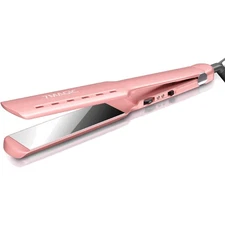 MCH Titanium Flat Iron - Fast Straightening Iron, Dual Voltage, Pink, 450°F