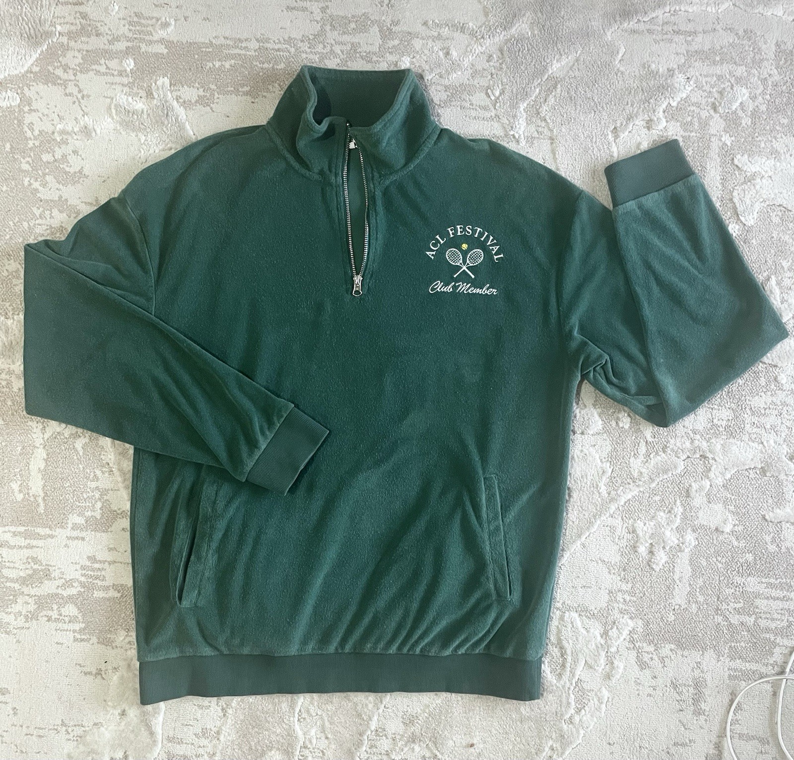 Austin City Limits Mens Green Pullover 1/4 Zip Size L Club Member ACL Festival