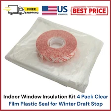 Indoor Window Insulation Kit 4 Pack Clear Film Plastic Seal for Winter DraftStop