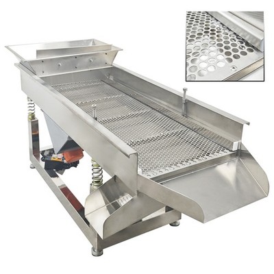 110V Stainless Steel Linear Vibrating Screen Shaker with 12mm Round Hole Screen