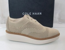 Cole Haan OriginalGrand Platform Stitchlite Wingtip Oxford Shoes Ivory Size 7.5