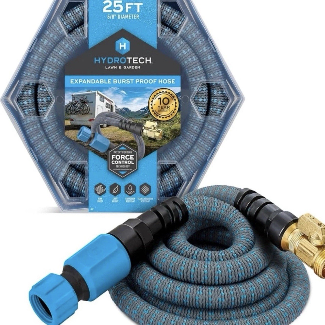 HYDRO TECH 5/8 25 FT Expandable Garden Hose( Flexible, lightweight, durable).