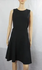 Theory Stretchy Fit n Flare Sleeveless Crew Neck Dress Black Size M