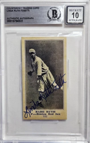 Linda Ruth Signed 1915 Babe Ruth Reprint Rookie Card Autograph BGS BAS 10 Auto