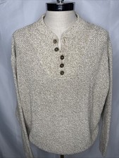 Vintage Eddie Bauer Fisherman Sweater Mens XL Tan Cable Knit USA Deadstock New
