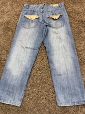 Y2K Baggy Exsto Jeans Hip Hop Skater Wide Leg Pocket Logo Mens 40x34