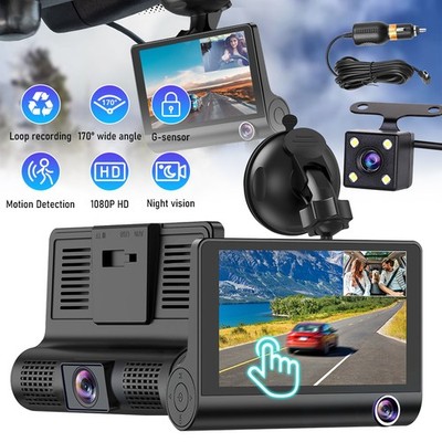 Dash Cam Camara De Seguridad Para Carro Auto 3 lenses Delantero/Trasero/Interior