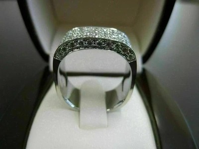 Men's Round Cut Lab Created Diamond Wedding Groom's 925 Silver Square Gift Band
