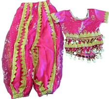 Halloween Costume Belly Dance Outfit Pink and Gold Floral Girls Size 7-8