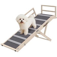 PawHut Dog Ramp, Folding Pet Ramp, 4 Adjustable Height from 15" to 19"