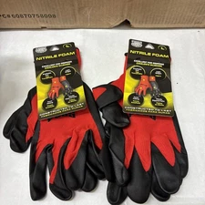 2 PAIRS PUGS Nylon Nitrile Foam Work Glove L Breatheable Knit and Lightweight