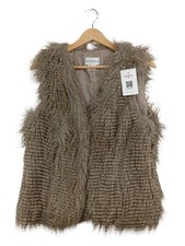 Amy Vermont giubbotto pelliccia donna pelliccia sintetica gilet bohemien fantasia struttura beige 36 S