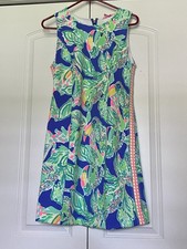 Lilly Pulitzer Mila Shift Wake Up Call Beckon Blue Green Pink White Dress M New