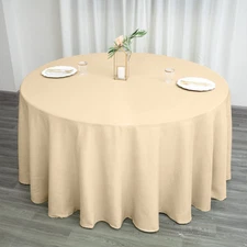 BEIGE 120 Inch ROUND TABLECLOTH Wedding Decorations Party Table Cover
