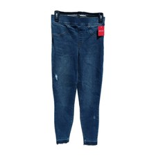 Spanx Shape and Lift Distressed Skinny Jeans Medium Blue Pull on NWT Size Small