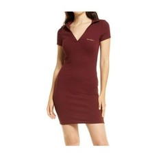 iets frans... Ribbed Polo Mini Dress Burgundy XS