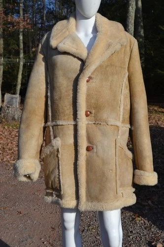 Vintage Bert Paley LTD Shearling Sheepskin Rancher Coat Marlboro Man Size 44 - product listing photo