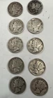 Lot Of 12 Mercury Dimes 1924-1945 PD. Circulated Condition