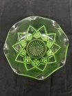 Vintage Green Depression Uranium Glass Serving Bowl Fruit or Centerpiece 8-3/4”
