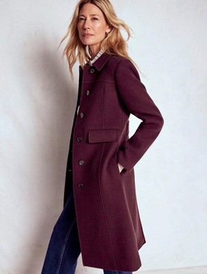 Brandneu Boden Damen St Albans taillierter Wollmantel in Burgunderrot Lila £269 4-22