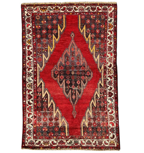 VINTAGE TRIBAL MAZLAGH RUG HAND MADE EASTERN RED WOOL CARPET 6'2" x 4'1" CLEANED